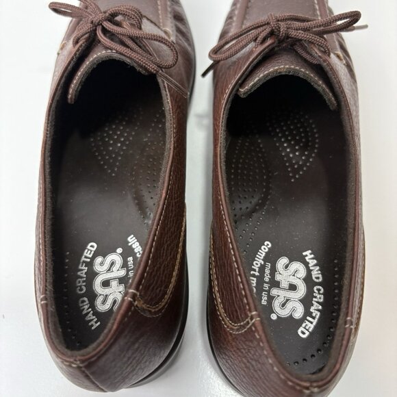 SAS Petra Walking Comfort Moccasins Womens 6.5M Brown Pebbled Leather Lace Up - Picture 3 of 8